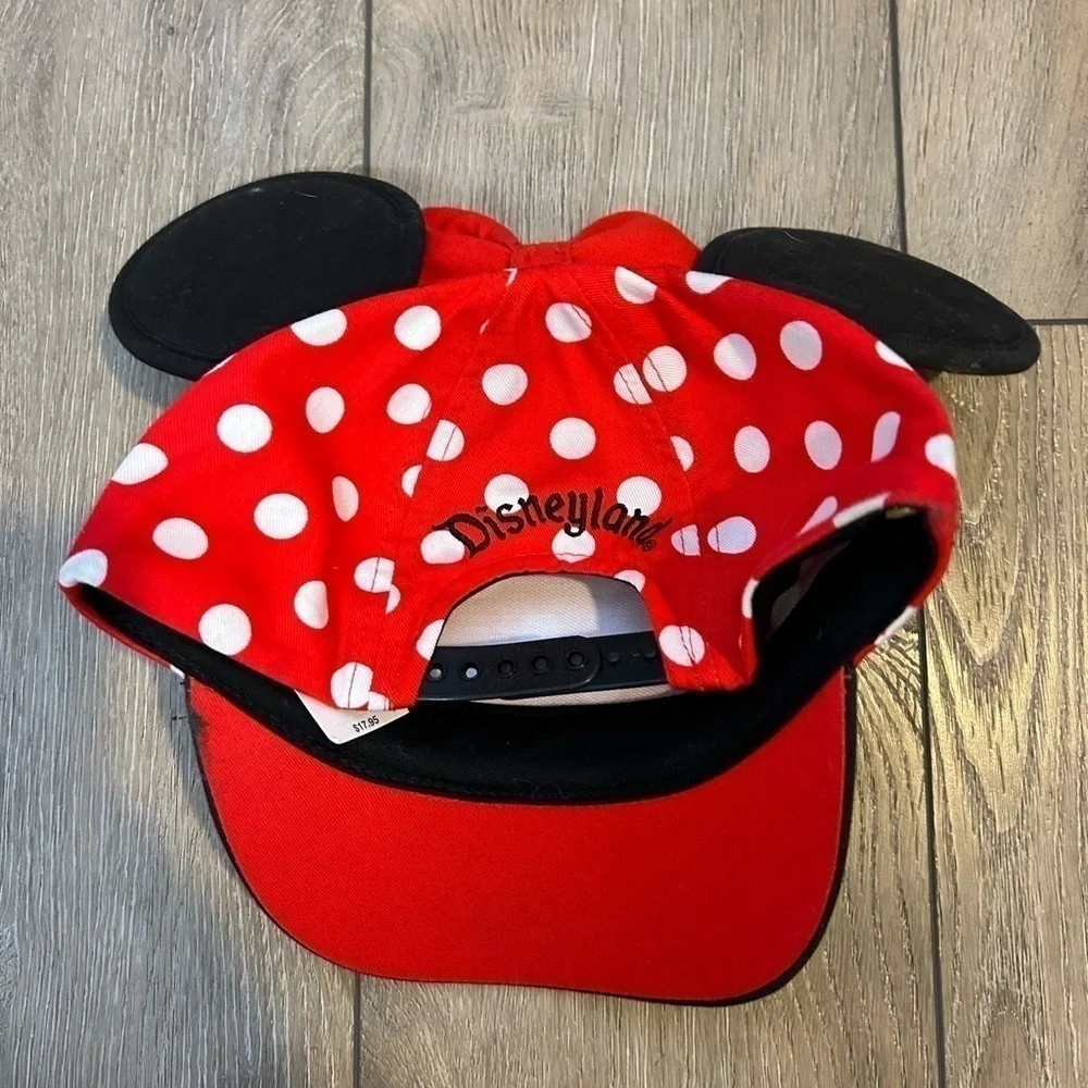 Disney Parks Minnie Mouse Girls Baseball Cap Hat with Ears & Bow Youth SnapBack